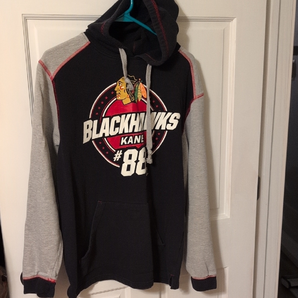 NHL Black and Gray Blackhawks Hoodie Sweatshirt